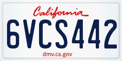 CA license plate 6VCS442