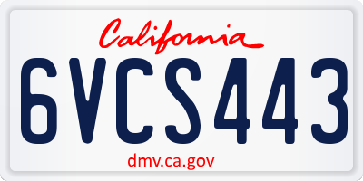 CA license plate 6VCS443