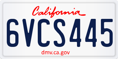 CA license plate 6VCS445