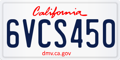 CA license plate 6VCS450