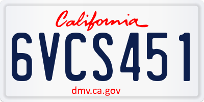 CA license plate 6VCS451