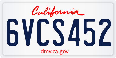CA license plate 6VCS452