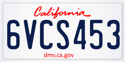 CA license plate 6VCS453