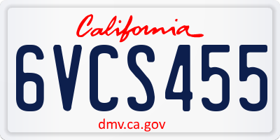CA license plate 6VCS455