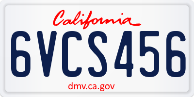 CA license plate 6VCS456