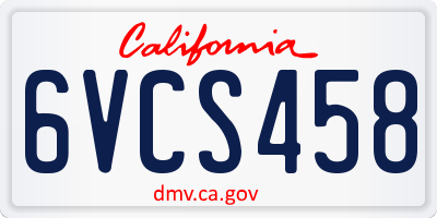 CA license plate 6VCS458