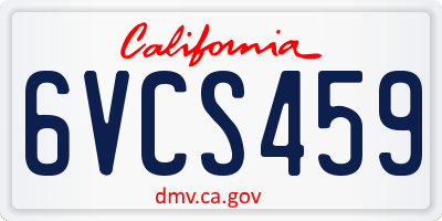 CA license plate 6VCS459