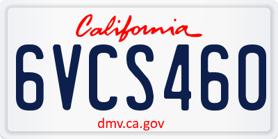 CA license plate 6VCS460