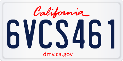CA license plate 6VCS461