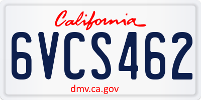 CA license plate 6VCS462