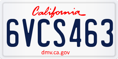 CA license plate 6VCS463