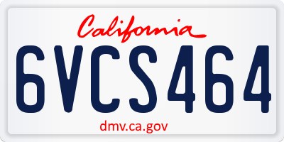 CA license plate 6VCS464