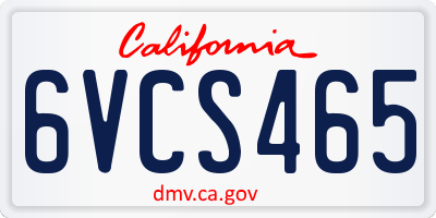 CA license plate 6VCS465
