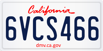 CA license plate 6VCS466