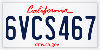 CA license plate 6VCS467