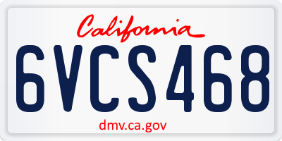 CA license plate 6VCS468