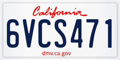 CA license plate 6VCS471