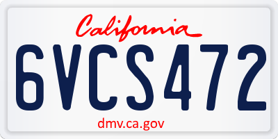 CA license plate 6VCS472