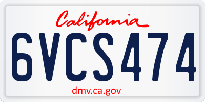 CA license plate 6VCS474