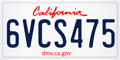 CA license plate 6VCS475