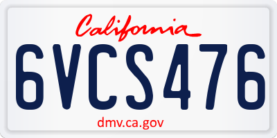 CA license plate 6VCS476