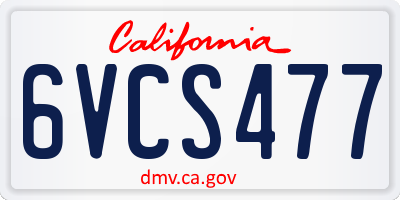 CA license plate 6VCS477