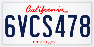 CA license plate 6VCS478