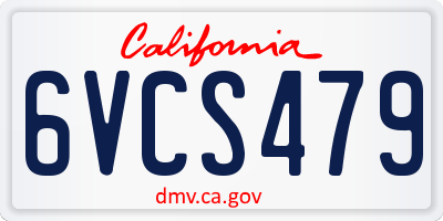 CA license plate 6VCS479