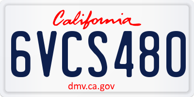 CA license plate 6VCS480
