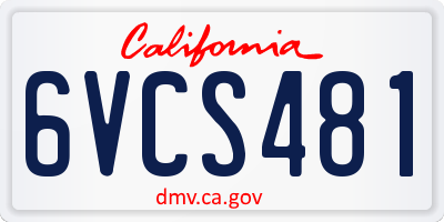 CA license plate 6VCS481