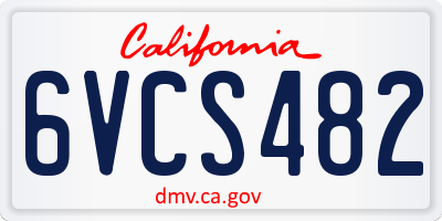 CA license plate 6VCS482