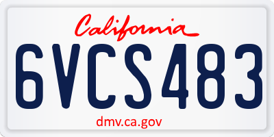 CA license plate 6VCS483