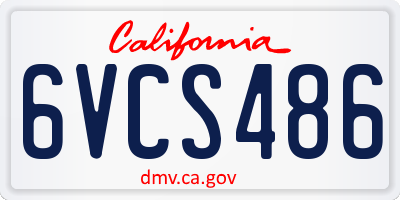CA license plate 6VCS486
