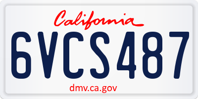 CA license plate 6VCS487