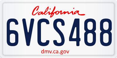 CA license plate 6VCS488