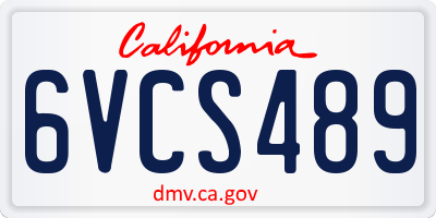 CA license plate 6VCS489