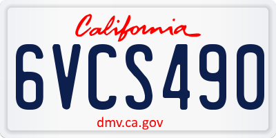 CA license plate 6VCS490
