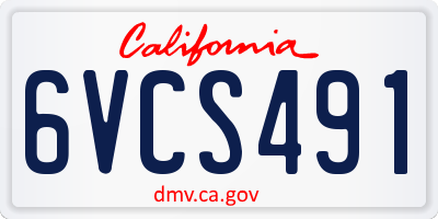 CA license plate 6VCS491