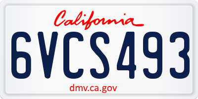 CA license plate 6VCS493