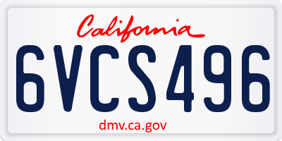 CA license plate 6VCS496