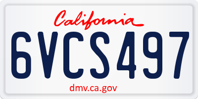 CA license plate 6VCS497