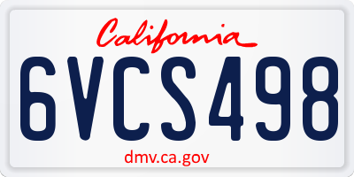 CA license plate 6VCS498