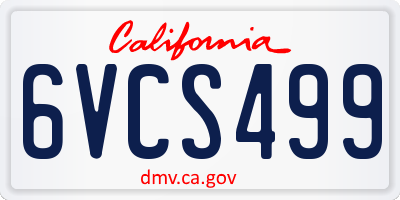CA license plate 6VCS499