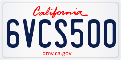 CA license plate 6VCS500