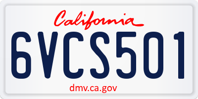 CA license plate 6VCS501