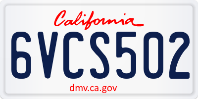 CA license plate 6VCS502