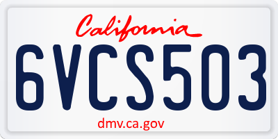 CA license plate 6VCS503