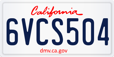 CA license plate 6VCS504