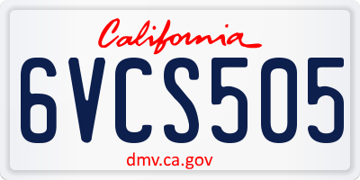 CA license plate 6VCS505