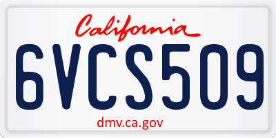 CA license plate 6VCS509